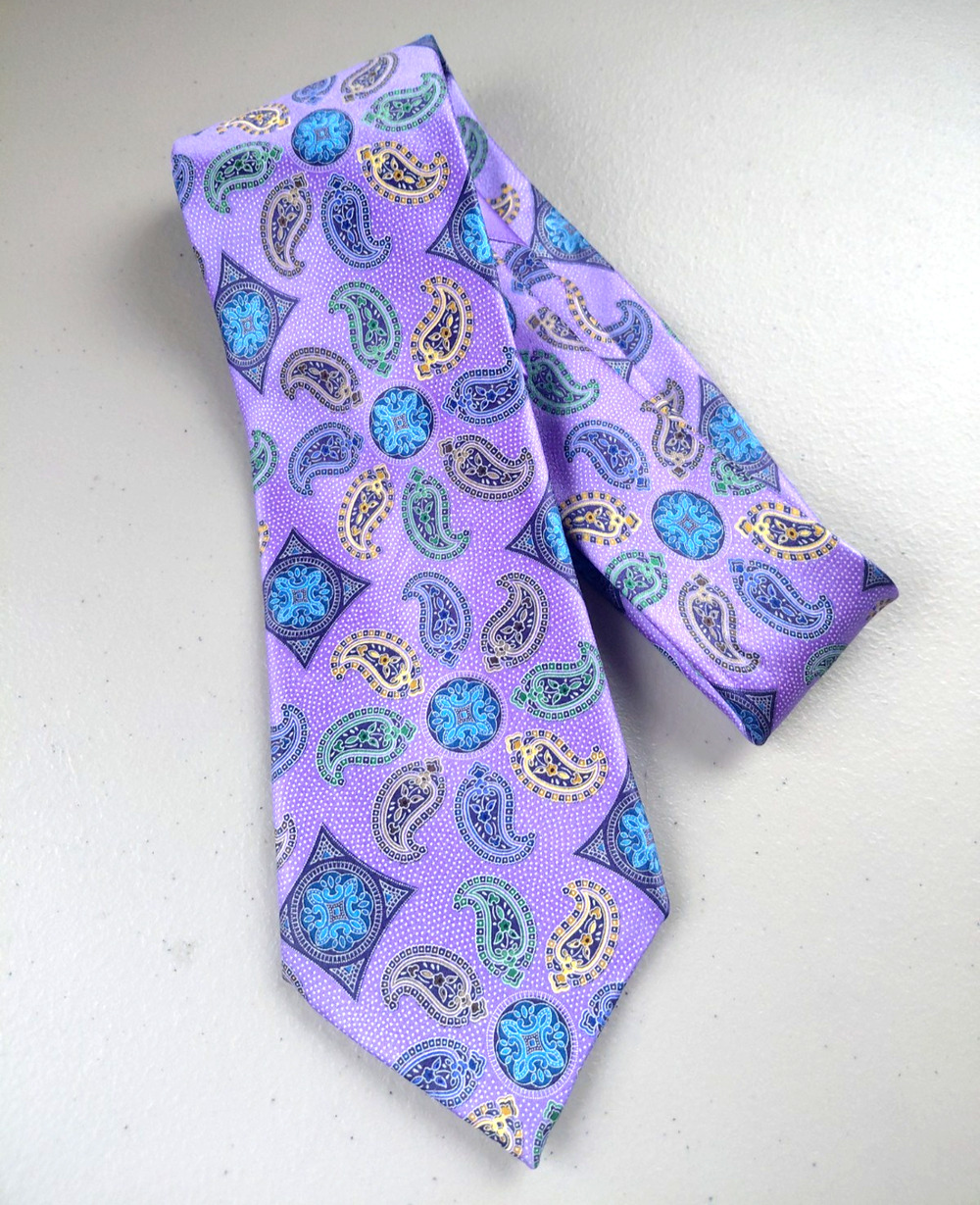Ermenegildo Zegna 100% Silk Men's Tie QUINDICI Purple Paisley Luxury Boardroom